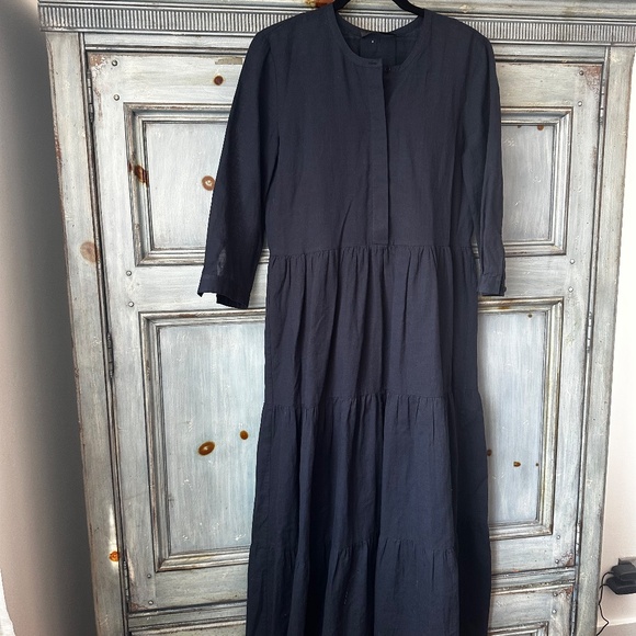 Jenni Kayne James Maxi Tiered Dress sz XS Cotton Linen Blend Navy - Picture 6 of 12
